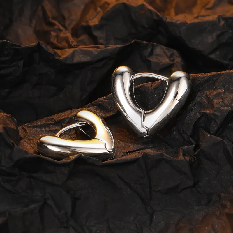 Smooth Love Heart Hoop Earrings Simple Cute Heart Circle Earring Buckle Statement Jewelry