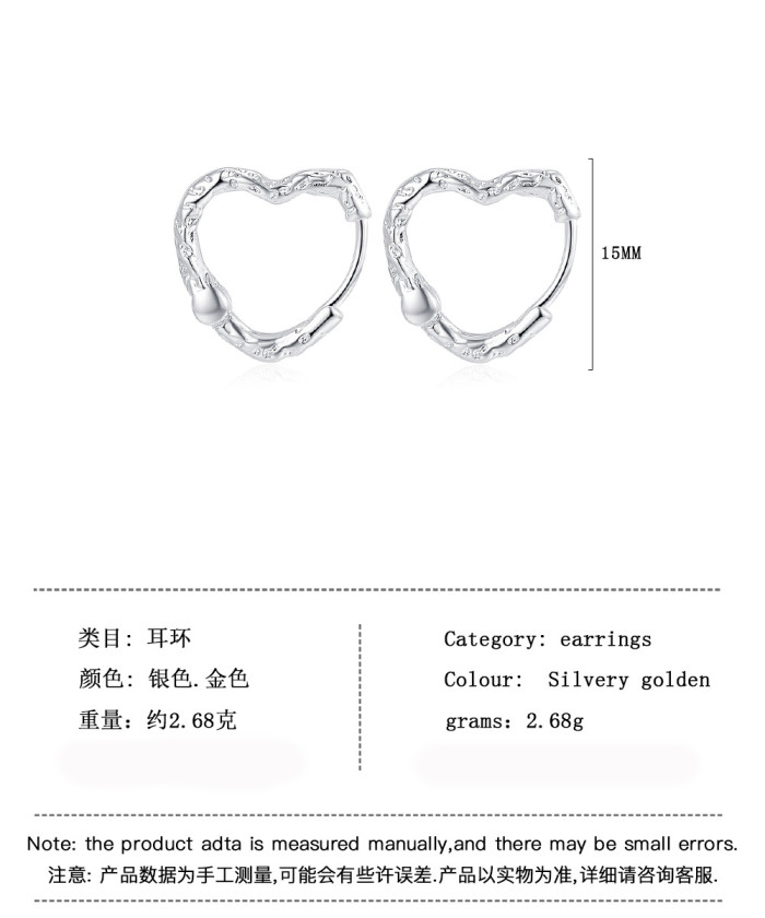 Women's  Jewelry Fashion Love Heart Hoop Earrings Gift for Girls Teens Lady