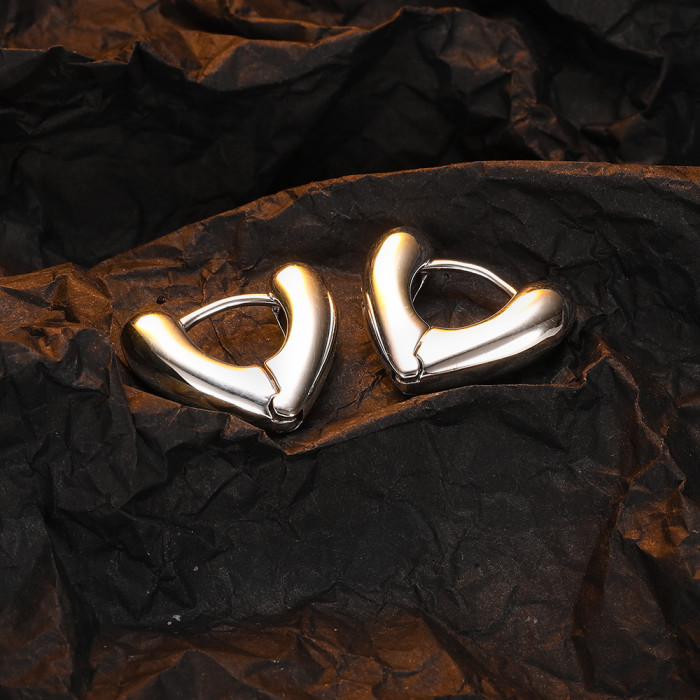 Smooth Love Heart Hoop Earrings Simple Cute Heart Circle Earring Buckle Statement Jewelry