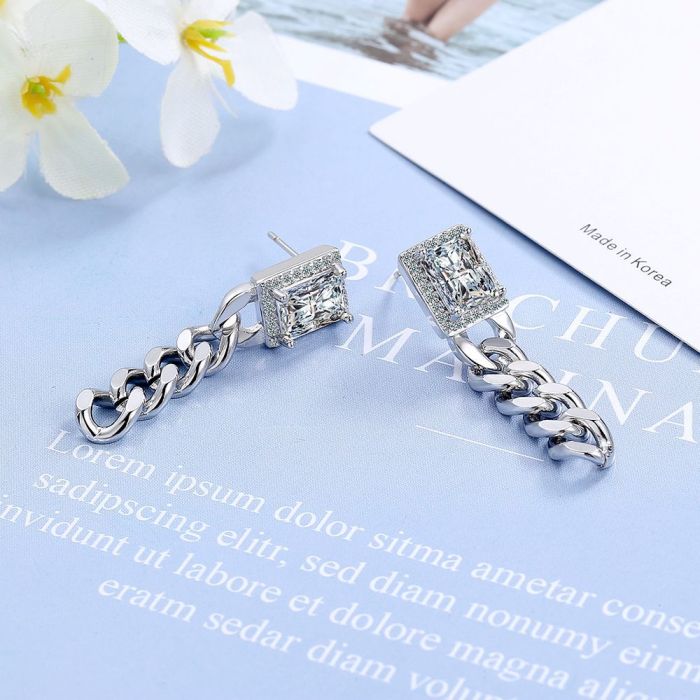 Long Tassel Wedding Accessories  Zirconia Bridal Drop Earrings for Women Jewelry 1014