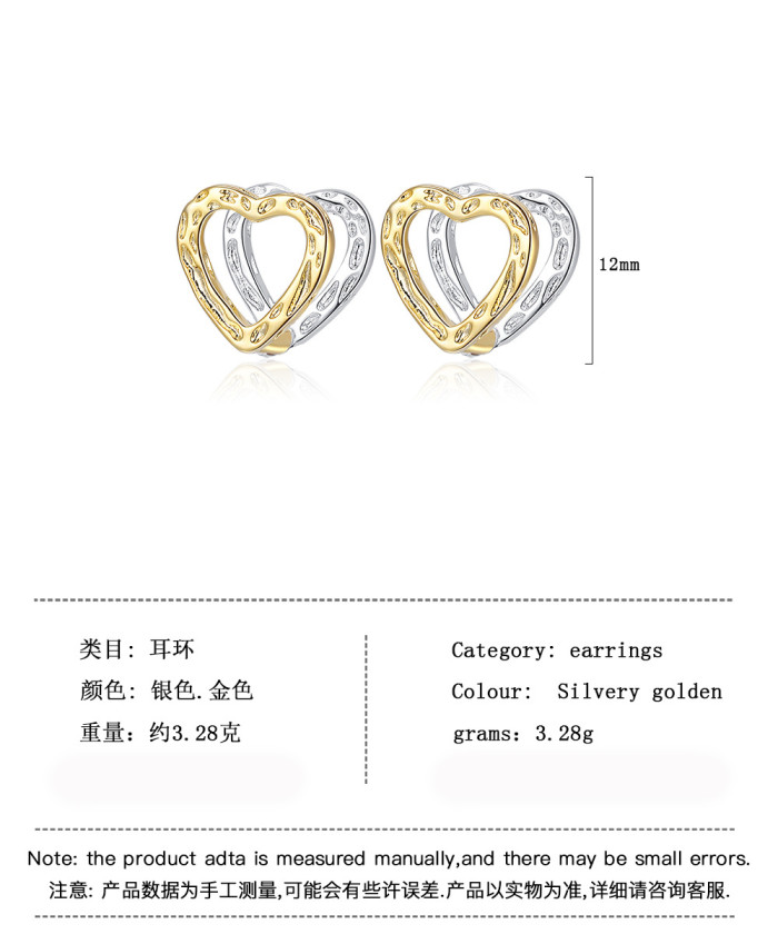 Heart Stud Earring For Women Love Three Dimensional Clip Earring Jewelry Dropshipping