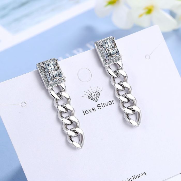 Long Tassel Wedding Accessories  Zirconia Bridal Drop Earrings for Women Jewelry 1014