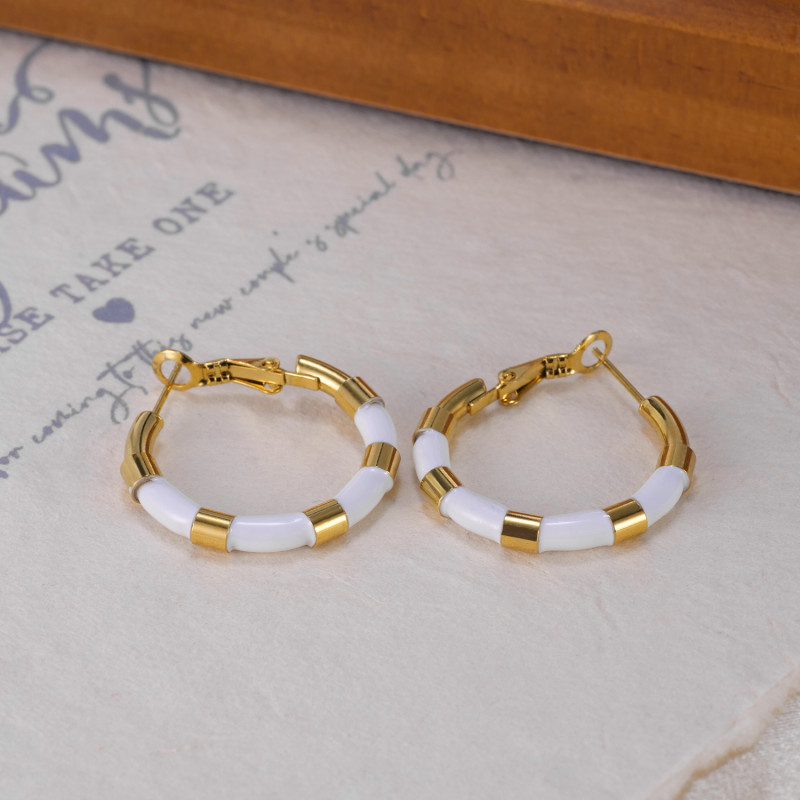 Bamboo Hoop Earrings Diameter  for Women Stainless Steel Hypoallergenic Hyperbole Jewelry