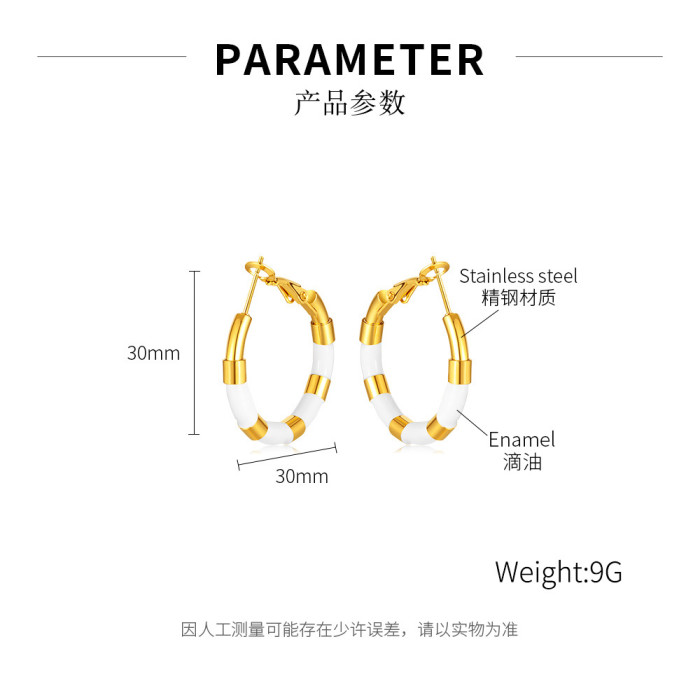 Bamboo Hoop Earrings Diameter  for Women Stainless Steel Hypoallergenic Hyperbole Jewelry