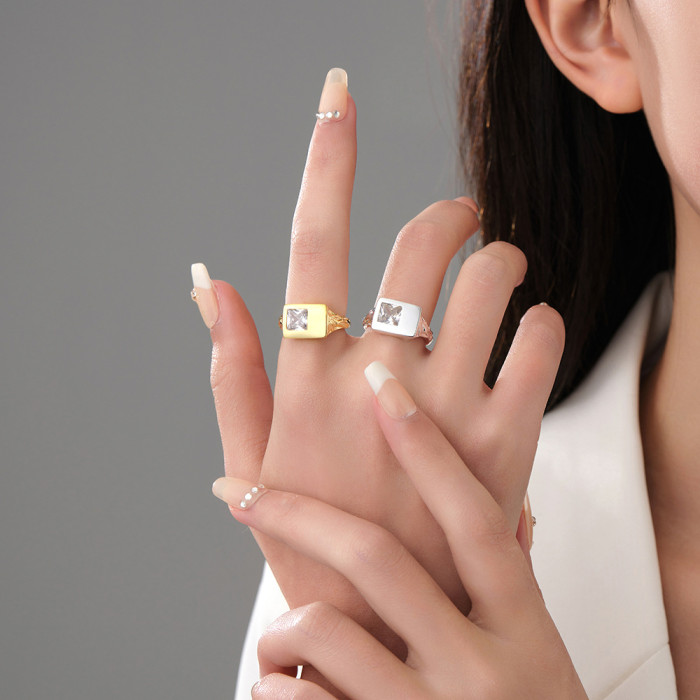 Zircon Women's Minimalist Rings  Simple Casual Adjustable Rings  2023 Trendy Wedding Jewelry