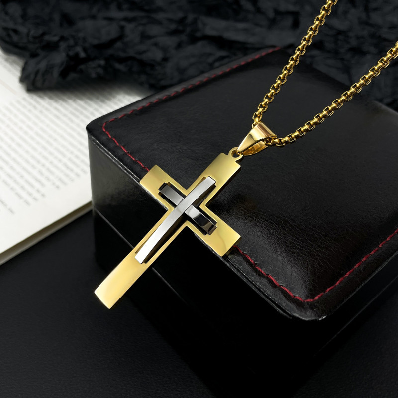 Stainless Steel Cross Pendant Necklace for Men  Minimalist Jewelry Male  Necklaces Chokers Fashion Jewelry