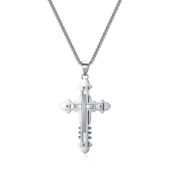 Cross Necklaces Streetwear Pendants Male Chains Christian Choker Fashion Stainless Steel Necklace for Women Jewelry