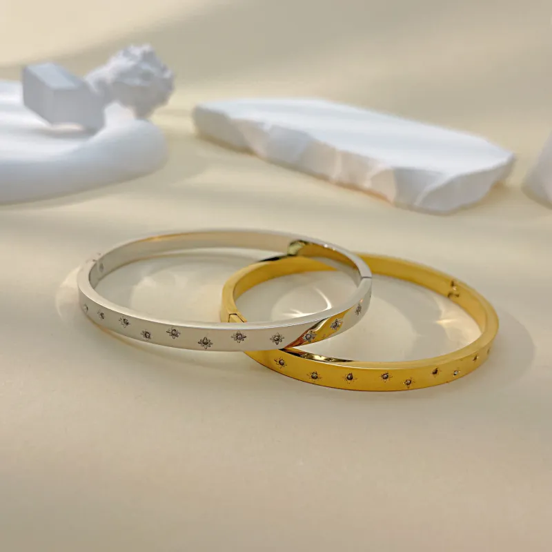 Stainless Steel Bracelets Woman Bangle Bangles for Woman Golden Love Crystal Wedding Feminina Luxury Jewellery Gifts