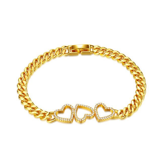 Stainless Steel Bracelets Classic Sweet Hollow Heart Fashion Chain Charm Bracelet for Women Jewelry Party Friends Best Gifts