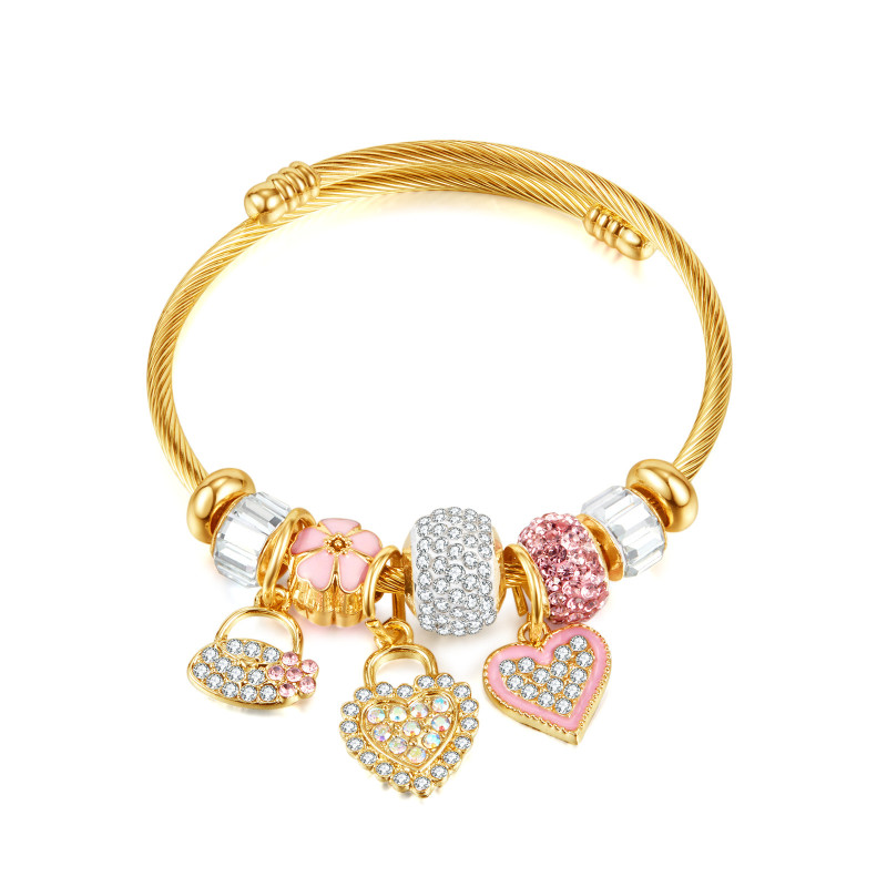 Trendy Romantic Love Charm Bracelet with Happy Family Strand Brand Bracelet for Women DIY Jewelry Making