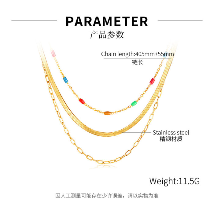 Women's Necklace Pendant Triple Layered Necklace Stainless Steel Jewelry Kpop Gothic Link Collar Fashion Gifts