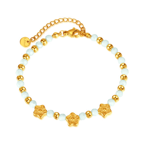 Natural Stone Beads Chain Men Bracelet Bangle Stainless Steel Wrist Handmade Summer Jewelry