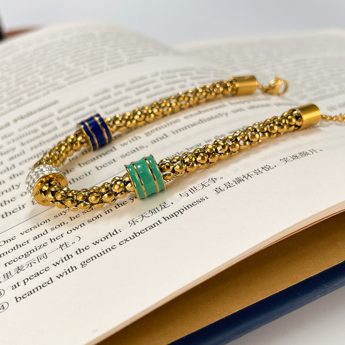 Heart Pendant Stainless Steel Bracelet Women Fashion 316L Bracelets Beads Exquisite Natural Stone Chain Bracelets for Women
