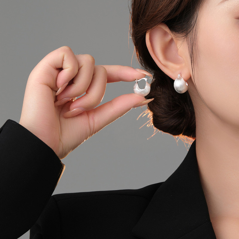 Copper Alloy  Metal Hoop Earrings for Woman Fashion Korean Jewelry Temperament Girl's Daily Wear Earrings