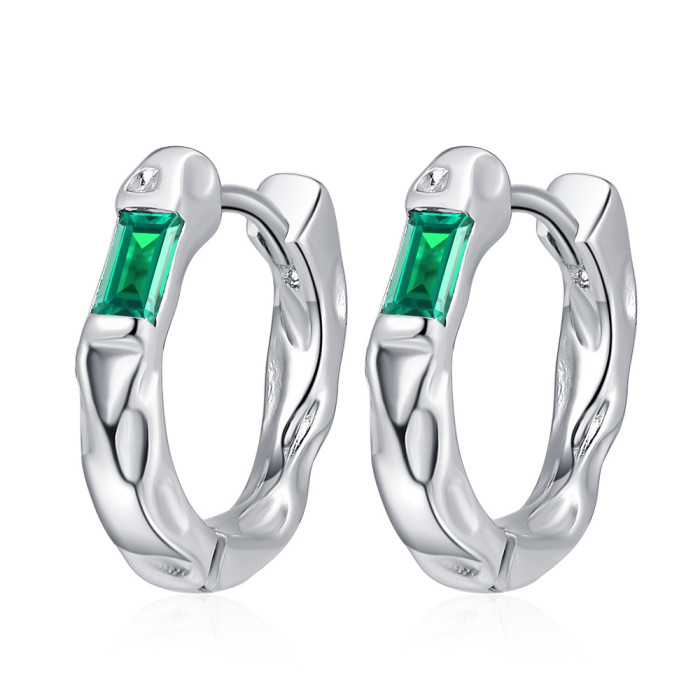 Minimalist Stainless Steel Square Hoop Earrings for Women Green  Cubic Zirconia Piercing Earrings Gothic Ear Jewelry