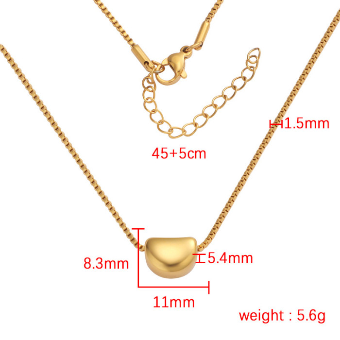 Personality Couple Gift Stainless Steel Little Golden Beans Box Chain Necklace for Women Ornament