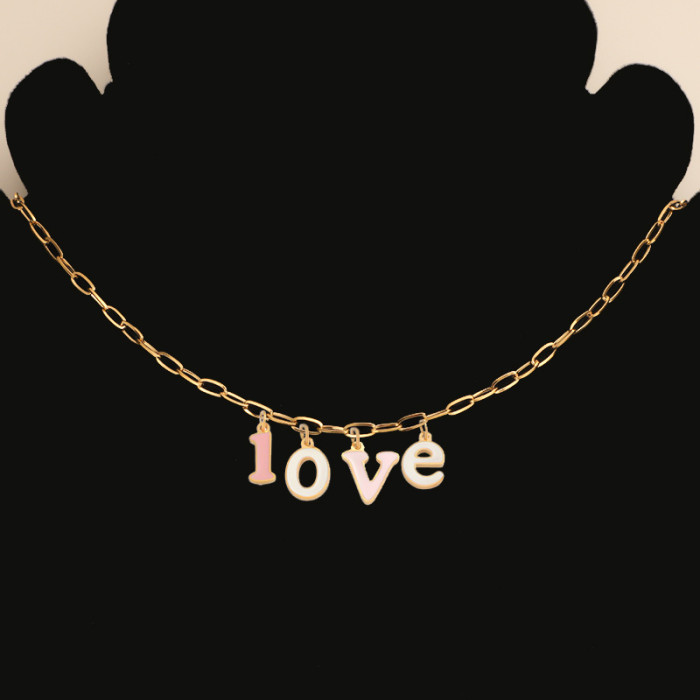 Titanium Steel Oil Drop Letter Necklace Simple 26 Letters Fashion Personalized Name Necklace