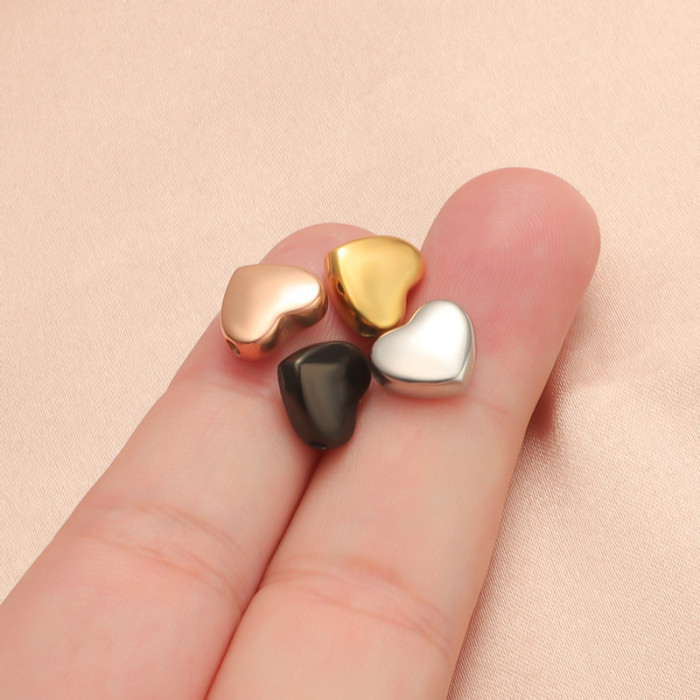 Stainless Steel Heart-Shaped Small Hole Bead Mirror Ornament Accessories DIY Handmade Scattered Beads