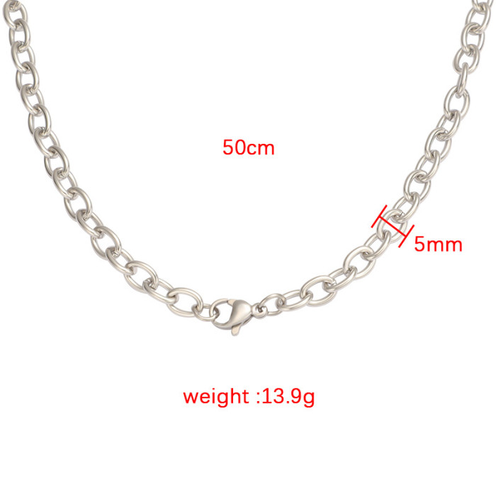 Factory 5mm Thick Stainless Steel Men's and Women's Necklaces Sweater Wide Chain Men's and Women's Long Elegant Accessories