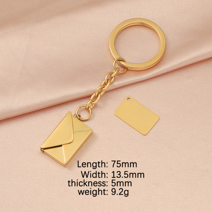 Stainless Steel Three-Dimensional Detachable Envelope Keychain Can Carve Writing Pendant Anti-Lost Anti-Theft