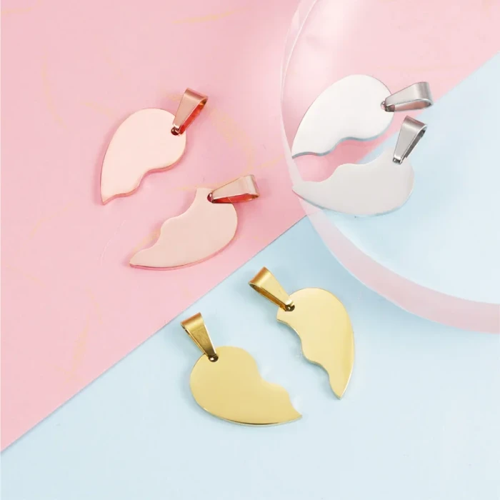 Love Pendant Glossy Can Carve Writing Peach Heart Suit Stainless Steel DIY Ornament Accessories