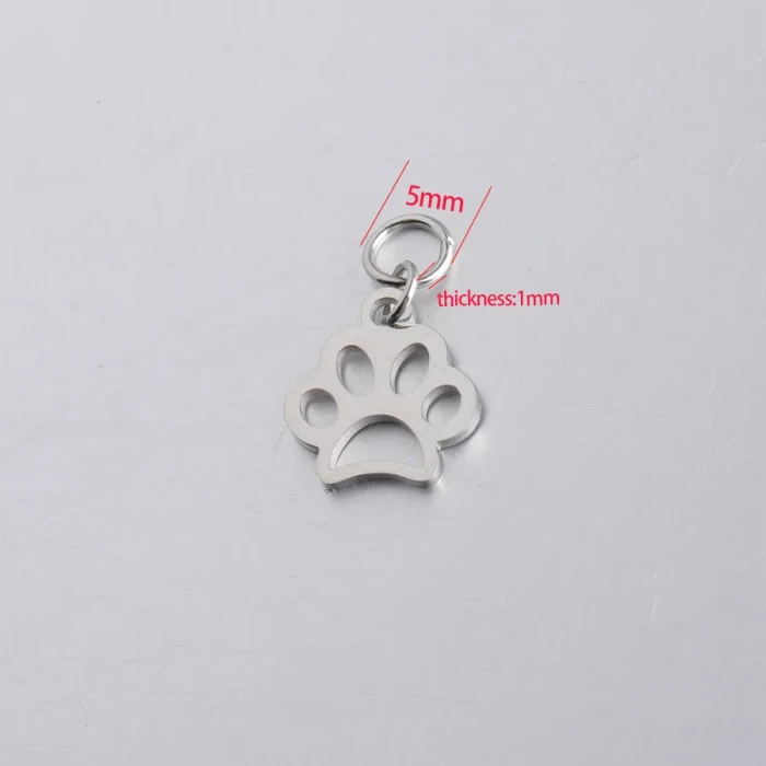 Hollow Dog's Paw Small Pendant Animal Pendant DIY Stainless Steel Ornament Accessories