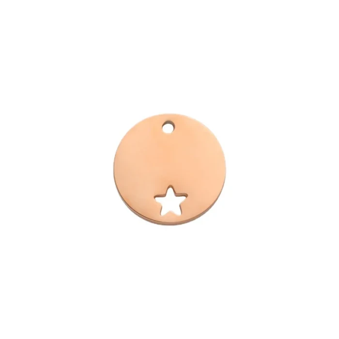 Titanium Steel Wafer Hollow Small Star Five-Pointed Star Lettering round Plate Pendant DIY Ornament Accessories