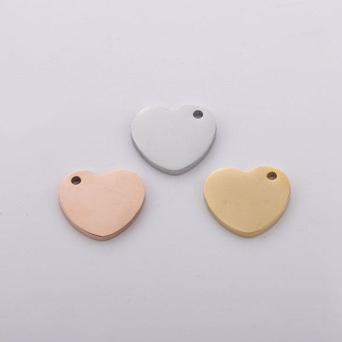Stainless Steel Love Heart Oblique Hole Pendant DIY Polished Ornament Accessories Can Carve Writing