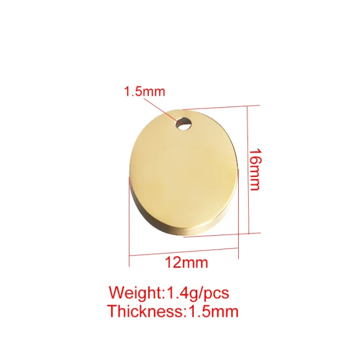 Light Stainless Steel Ornament Accessories DIY Oval Can Carve Writing Small Pendant Pendant