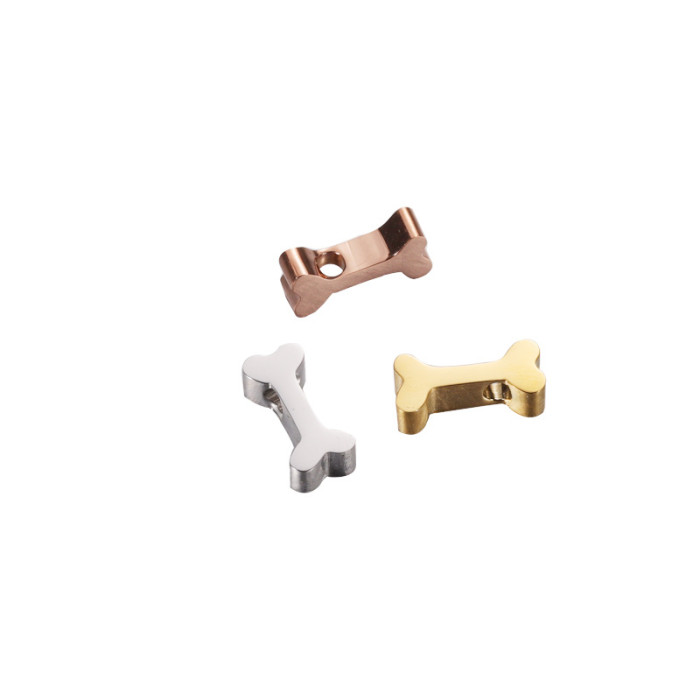 Stainless Steel Dog Bone Ornament Accessories Diy Small Hole Beads Dog Bone Pendant Pendant