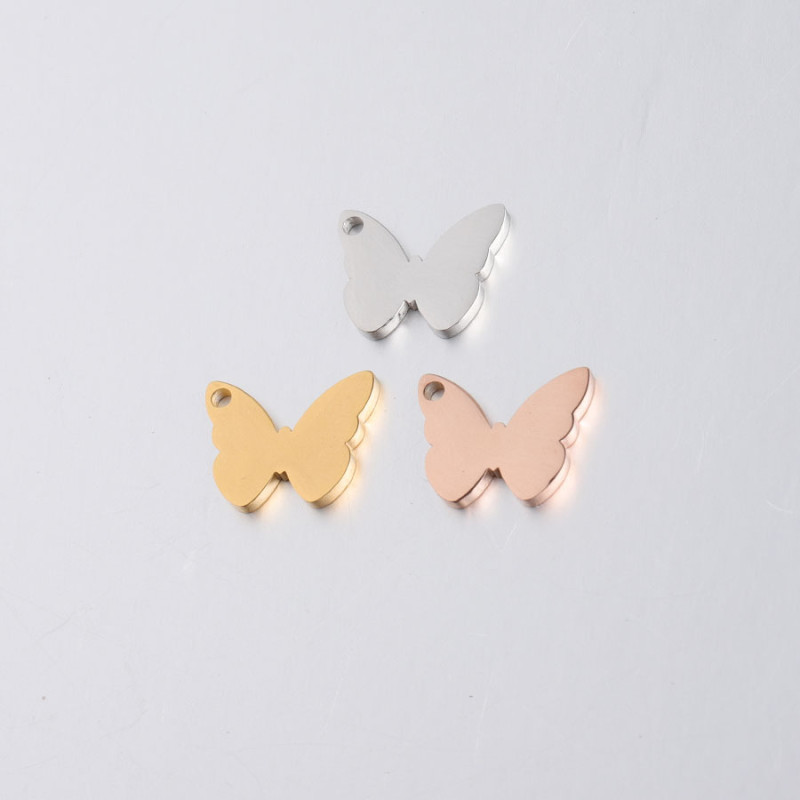 Butterfly Pendant Parts Stainless Steel DIY Ornament Accessories 11 x 14mm