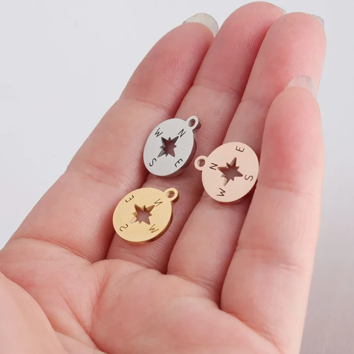 Ornament Accessories round Hollow Compass Pendant Stainless Steel Ornament