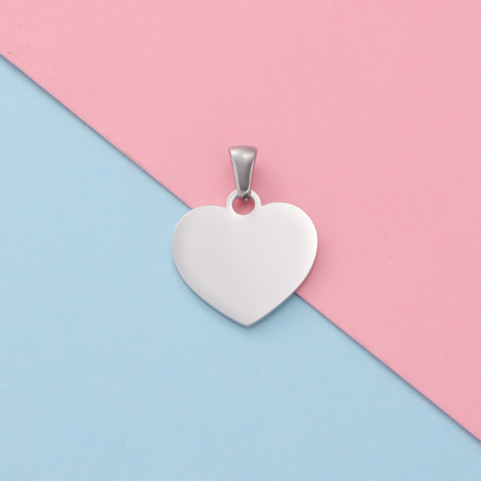 Stainless Steel Love Heart Hanging Piece Pendant Can Carve Writing Tag DIY Ornament Accessories