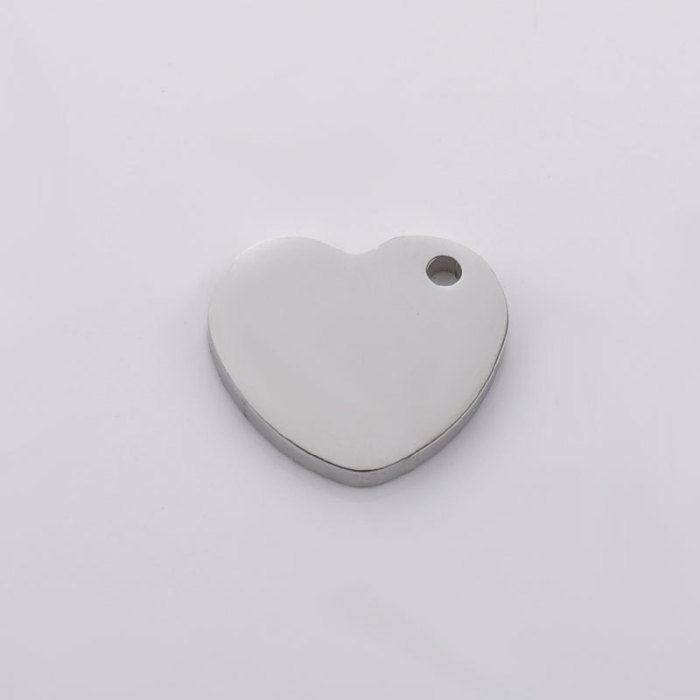 Stainless Steel Love Heart Oblique Hole Pendant DIY Polished Ornament Accessories Can Carve Writing