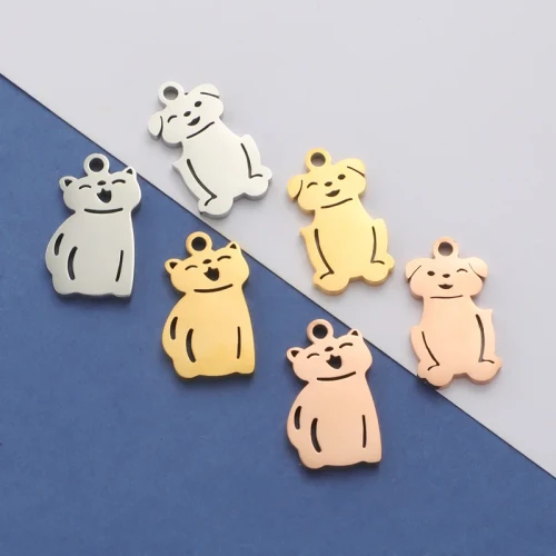 Titanium Steel Pet Puppy Ornament Accessories DIY Cute Cat Shape Pendant