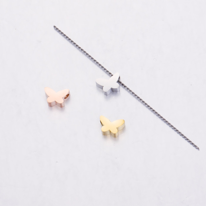 Stainless Steel Small Hole Beading Accessories DIY Creative Butterfly Shape Pendant