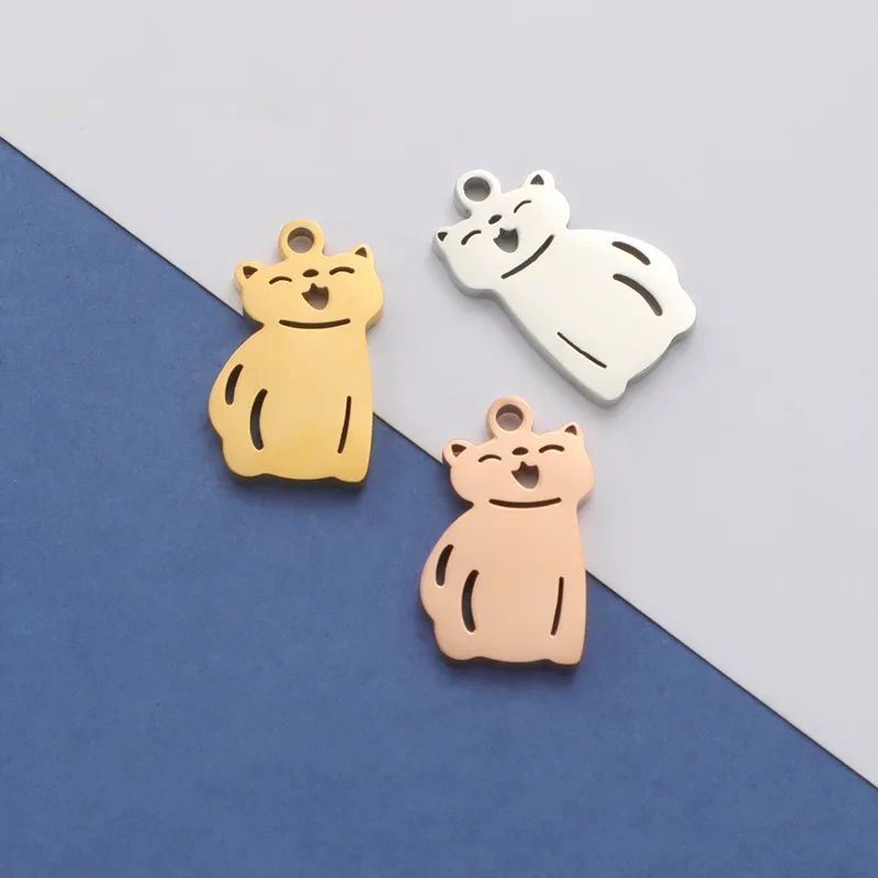 Titanium Steel Pet Puppy Ornament Accessories DIY Cute Cat Shape Pendant