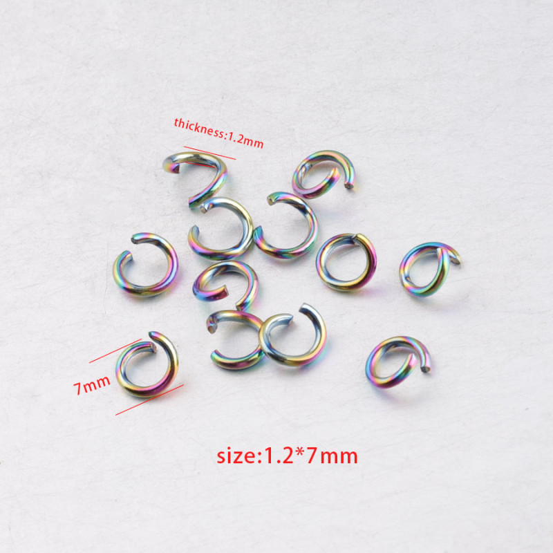 Steel Rainbow Black Stainless Steel Broken Ring Single Circle DIY Accessories 100 Pcs/Bag