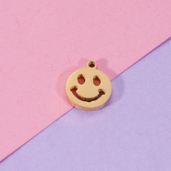 Stainless Steel Creative 9mm Outer Hole Wafer Hollow Smiley Face Ornament Accessories DIY