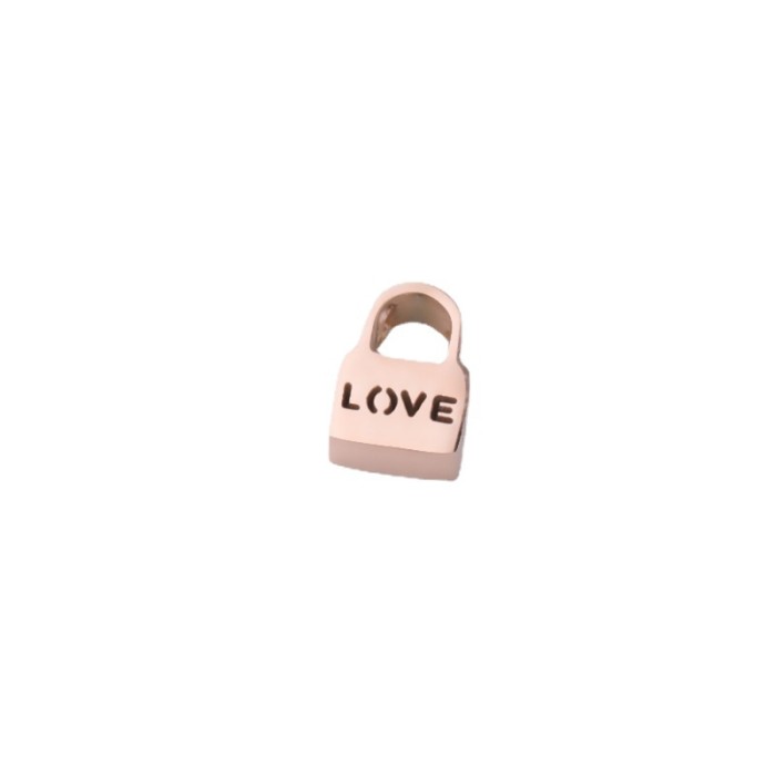 Love Lock Small Hole Beads DIY Couple Necklace Small Hole Beads Stainless Steel Small Hole Beads