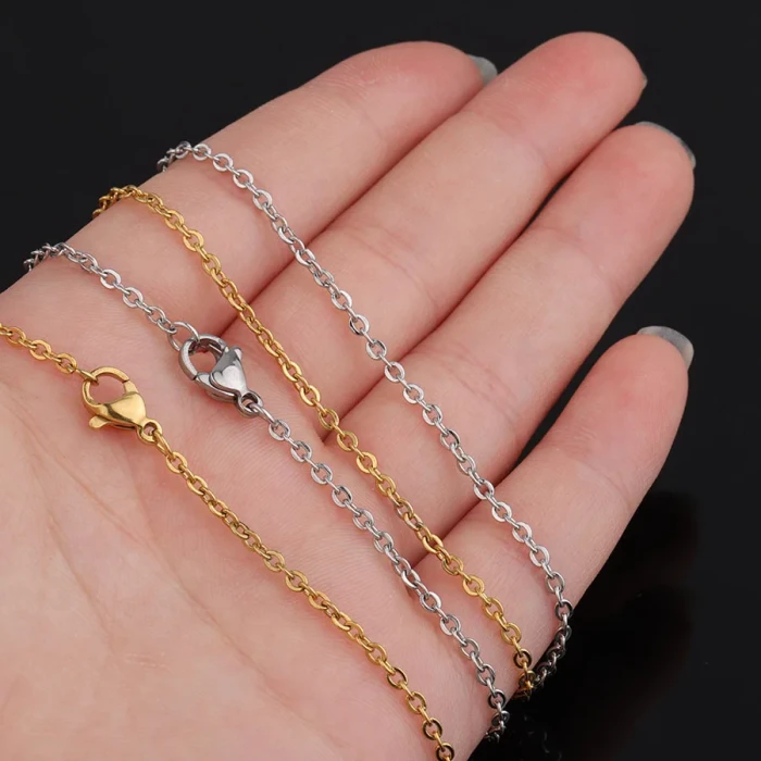 Stainless Steel 18K Basic Style Chain DIY Ornament Necklace Cable Neckalce