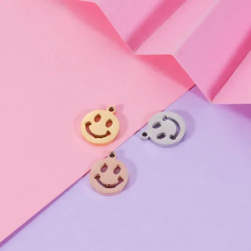 Stainless Steel Creative 9mm Outer Hole Wafer Hollow Smiley Face Ornament Accessories DIY