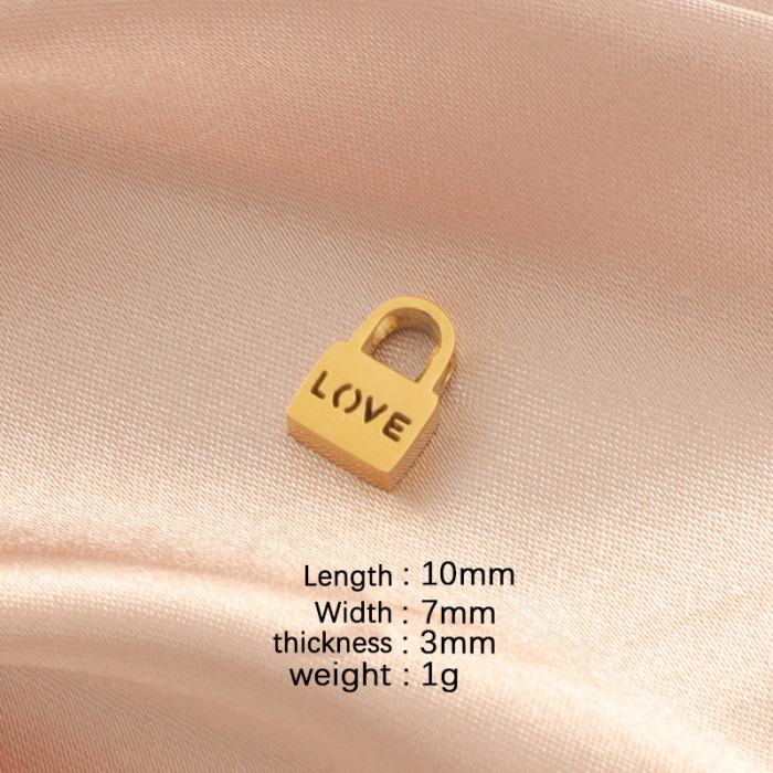 Love Lock Small Hole Beads DIY Couple Necklace Small Hole Beads Stainless Steel Small Hole Beads