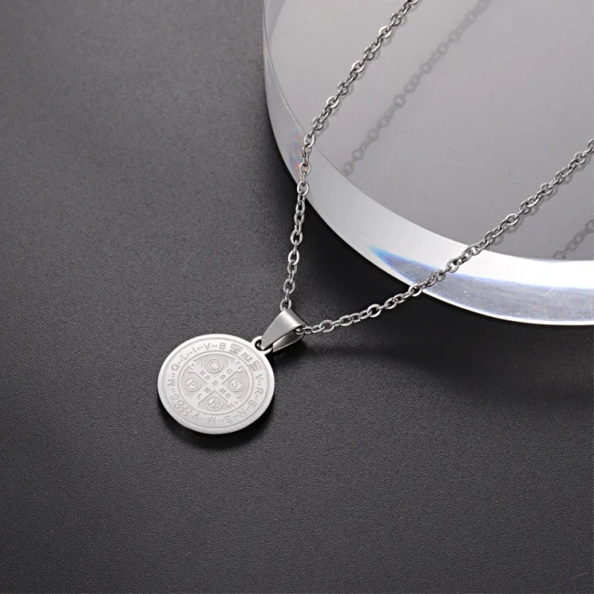 Round Corrosion Cross Necklace round Beads Hip Hop Trend