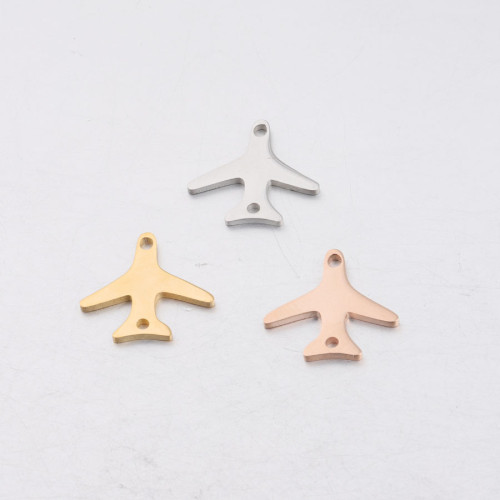 Stainless Steel Pendant Ornament Accessories DIY Multi-Specification Aircraft Shape Double Hole Pendant