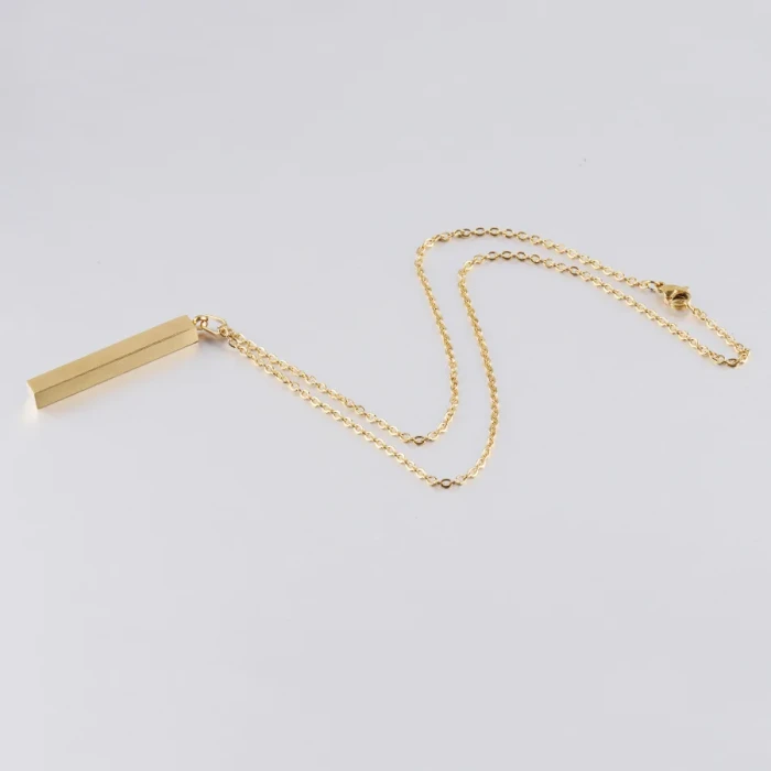 Engraved Long Necklace Stainless Steel Three-Dimensional Long Necklace