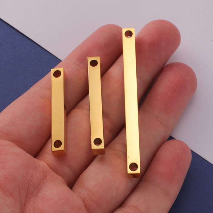 Titanium Steel 3D Rod Ornament Accessories DIY Rectangular Column Carved Pendant