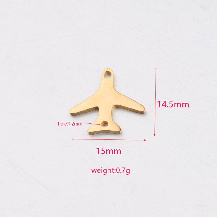 Stainless Steel Pendant Ornament Accessories DIY Multi-Specification Aircraft Shape Double Hole Pendant