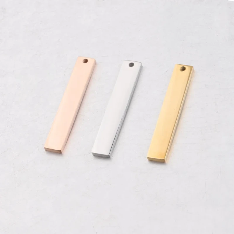 Stainless Steel Rectangular Long Pendant DIY Long Tag