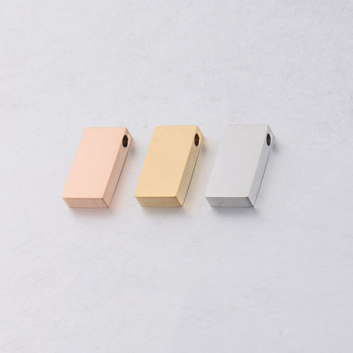Stainless Steel Cube Small Hole Beads DIY Rectangular Ornament Accessories Beads 1.8mm Hole 8mm * 15mm